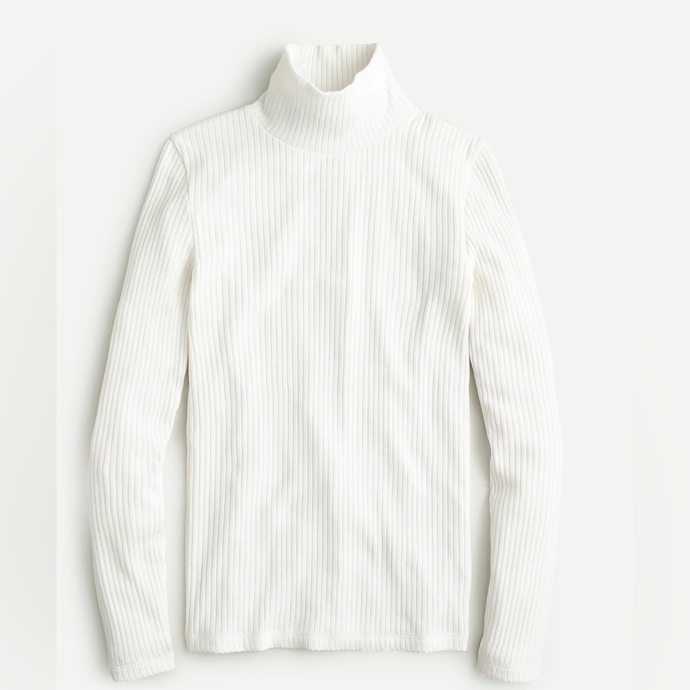 J Crew Ribbed Long-Sleeve Turtleneck in Ivory
